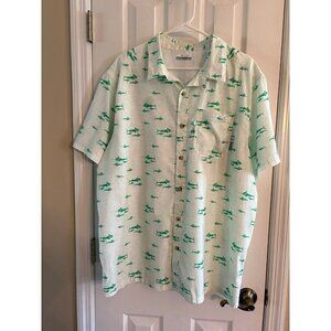 Columbia Mens Button Down Fish Shirt Green XL